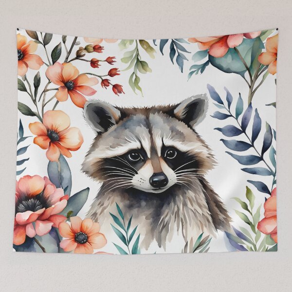 Item preview, Cute Raccoon among flowers  designed and sold by Manitarka.
