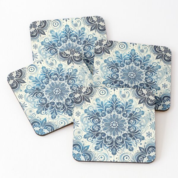 Item preview, Elegant Blue and White Snowflake Seamless Pattern for Winter Decor designed and sold by KittyKatto.