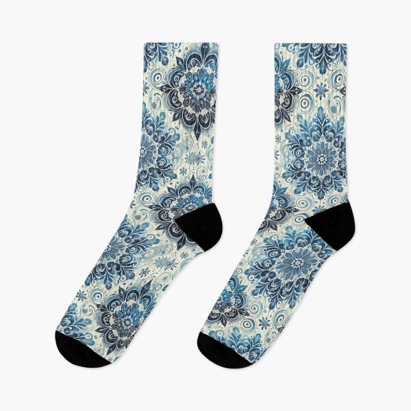 Item preview, Elegant Blue and White Snowflake Seamless Pattern for Winter Decor designed and sold by KittyKatto.