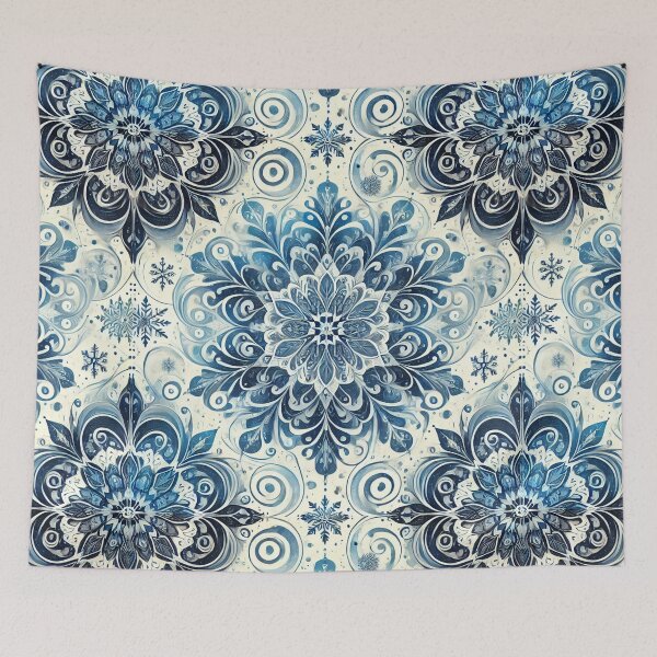 Item preview, Elegant Blue and White Snowflake Seamless Pattern for Winter Decor designed and sold by KittyKatto.