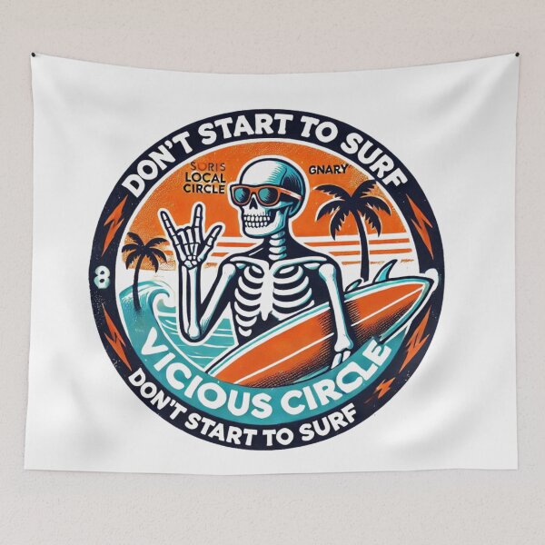 Item preview, Retro Surfing Skeleton Hang Loose BEACH CLASSIC T-SHIRT designed and sold by inkfluenceart.