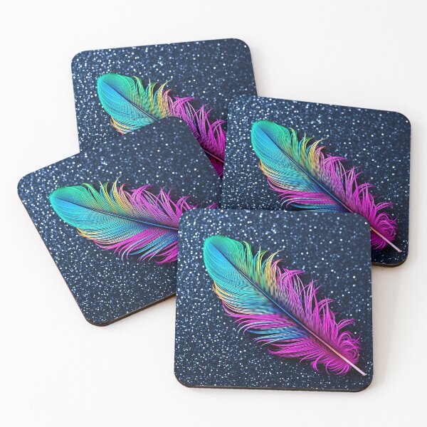 Item preview, Vibrant Rainbow Feather on Glittering Surface designed and sold by Vitalka-uk.