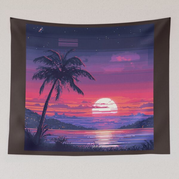 Item preview, Retro Pixel Palm Sunset designed and sold by Christian Weiss.