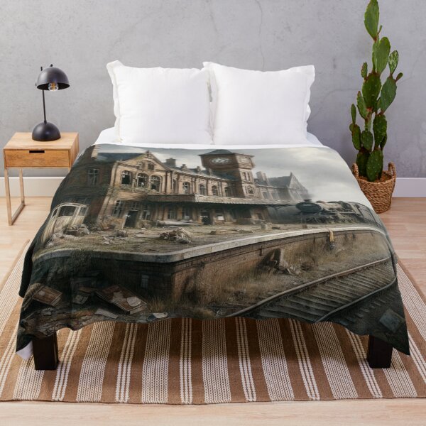 Item preview, Abandoned Train Station in Fog designed and sold by QuirkWears.