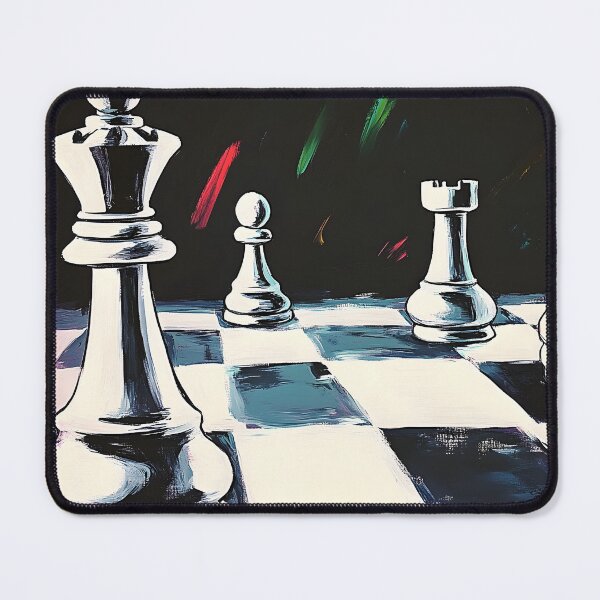 Item preview, Stylized Chess Pieces Bold Contrast and Vibrant Color in Dynamic Scene Abstract Digital AI Art designed and sold by OlfactoART Studio.