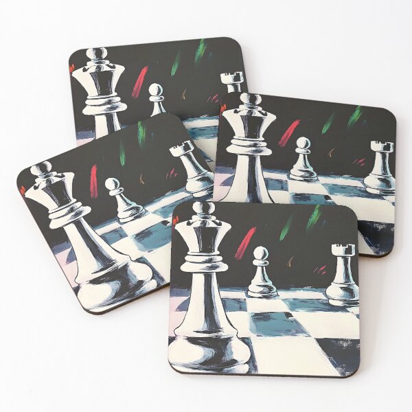 Item preview, Stylized Chess Pieces Bold Contrast and Vibrant Color in Dynamic Scene Abstract Digital AI Art designed and sold by OlfactoART Studio.