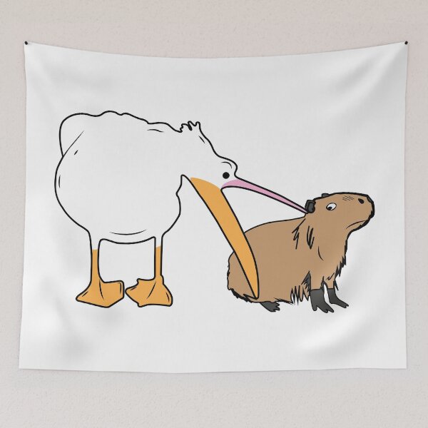 Aperçu de l'œuvre Un pélican essaie de manger un capybara créée et vendue par Fam19.