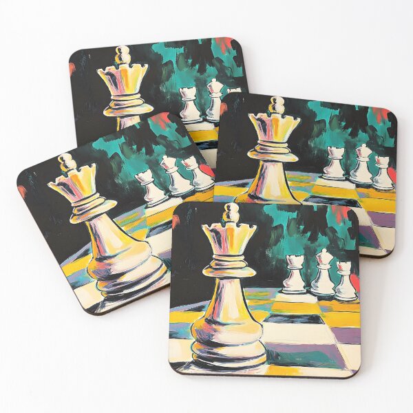 Item preview, White Queen Takes Center Stage Dynamic Chessboard with Bold Contrast and Tension designed and sold by OlfactoART Studio.