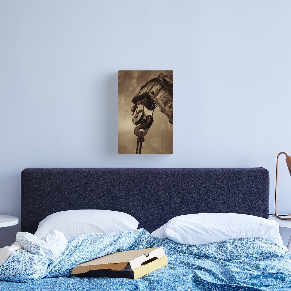 Retired crane - sepia Canvas Print
