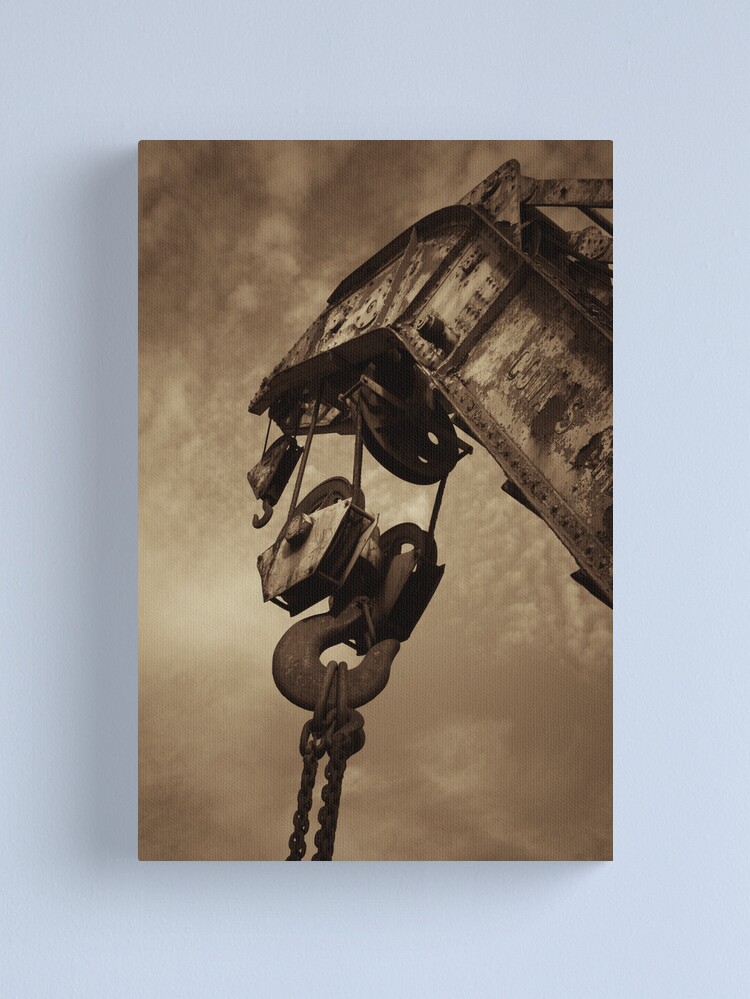 Alternate view of Retired crane - sepia Canvas Print