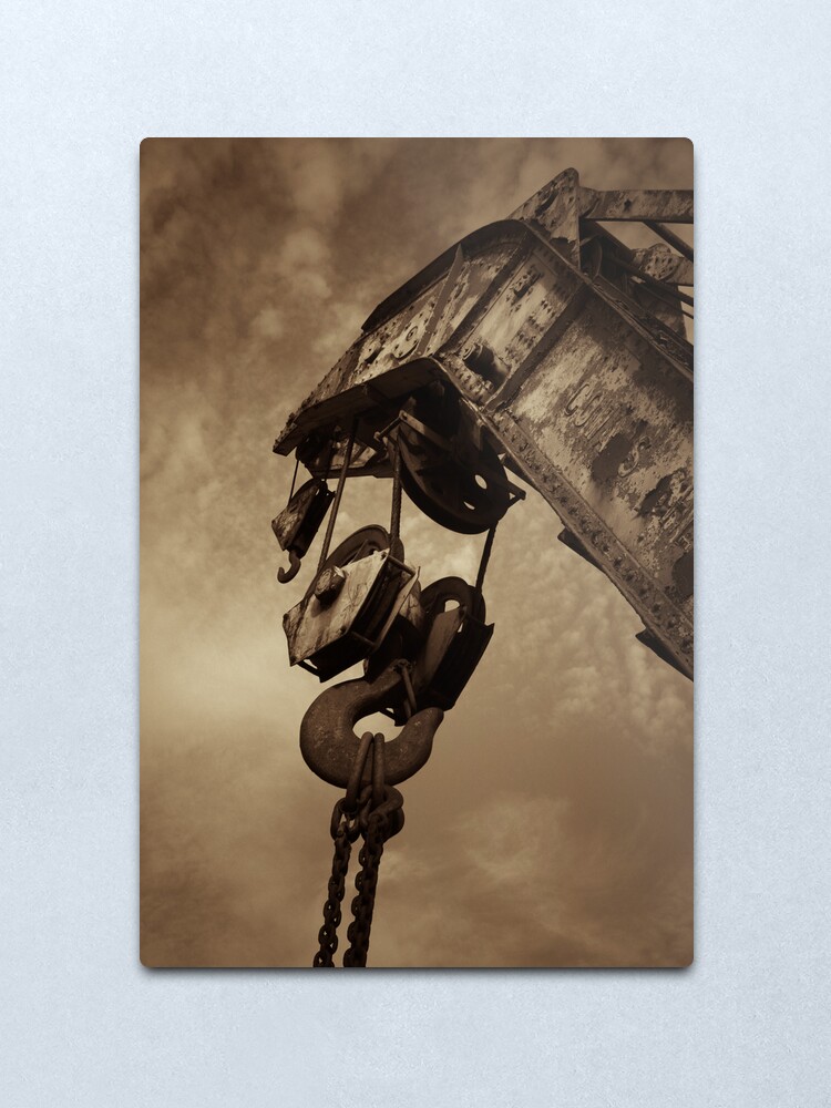 Alternate view of Retired crane - sepia Metal Print