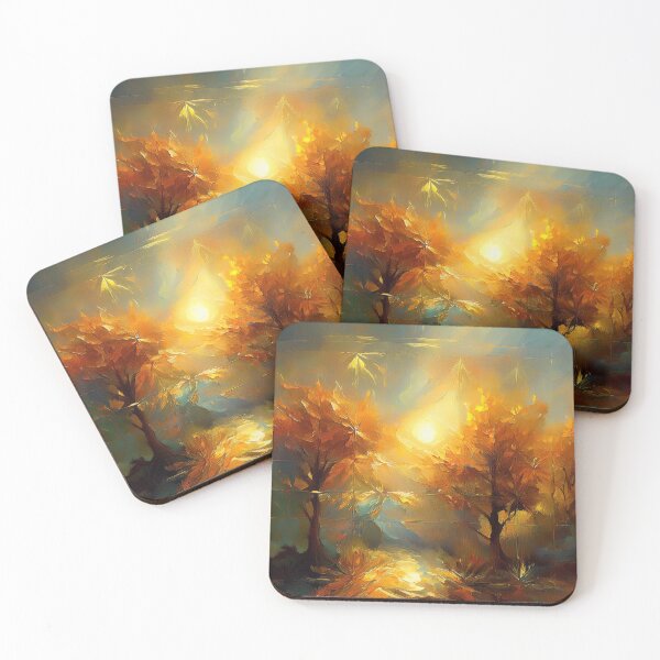 Item preview, Autumn landscape. Bright, translucent colors, golden reflections at sunset time. The sunlight shimmering on the trees. designed and sold by AtelierDigital.
