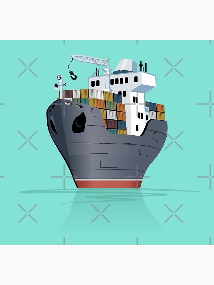 Cartoon Cargo Ship Greeting Card By Mechanick Redbubble