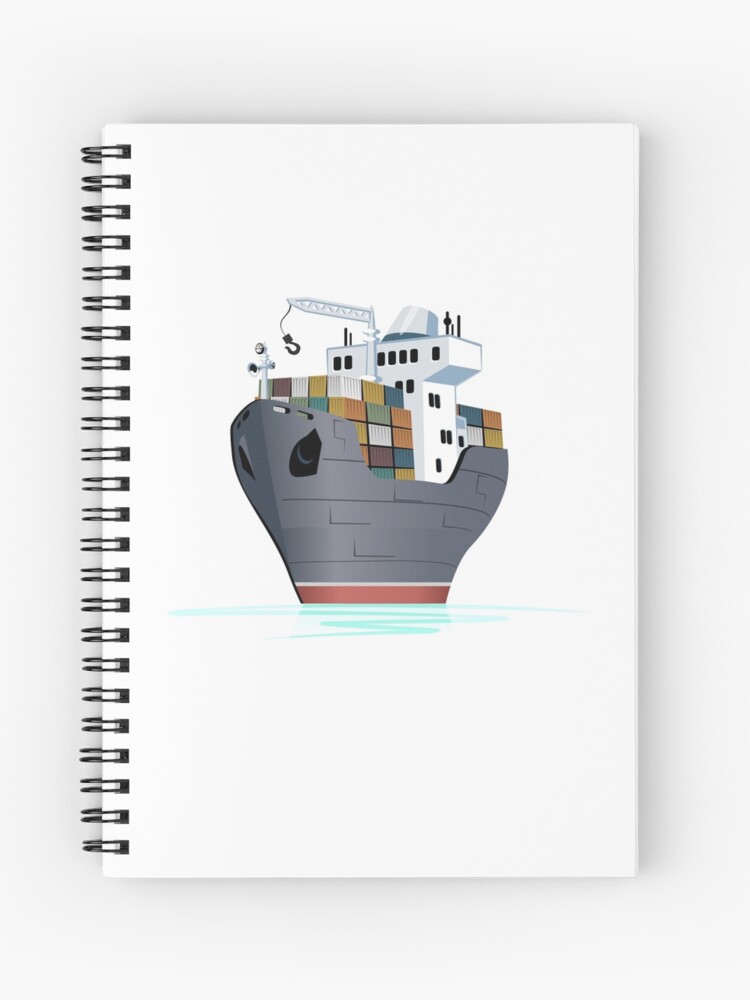 Cartoon Cargo Ship Spiral Notebook By Mechanick Redbubble