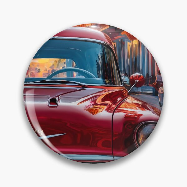 Artikelvorschau, Roter Chevy Bel Air aus den 50ern im Sonnenuntergang in Havanna – Impressionistische Kunst entworfen und verkauft von RvinJo8.