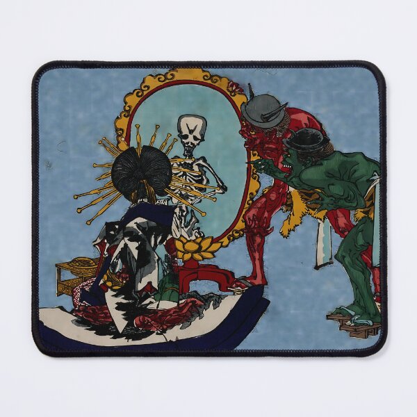 Item preview, Tsukioka Yoshitoshi, A Courtesan Sees Herself Reflected in the Mirror as a Skeleton: Two Demons Look On, 1870 designed and sold by A APART T.