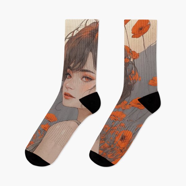 Item preview, Melancholy in Bloom: Girl with Red Poppies designed and sold by RK - Shop.