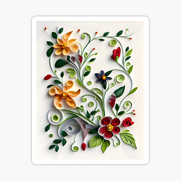 Item preview, Floral Paper Quilling designed and sold by Zanoozi Art Prints.