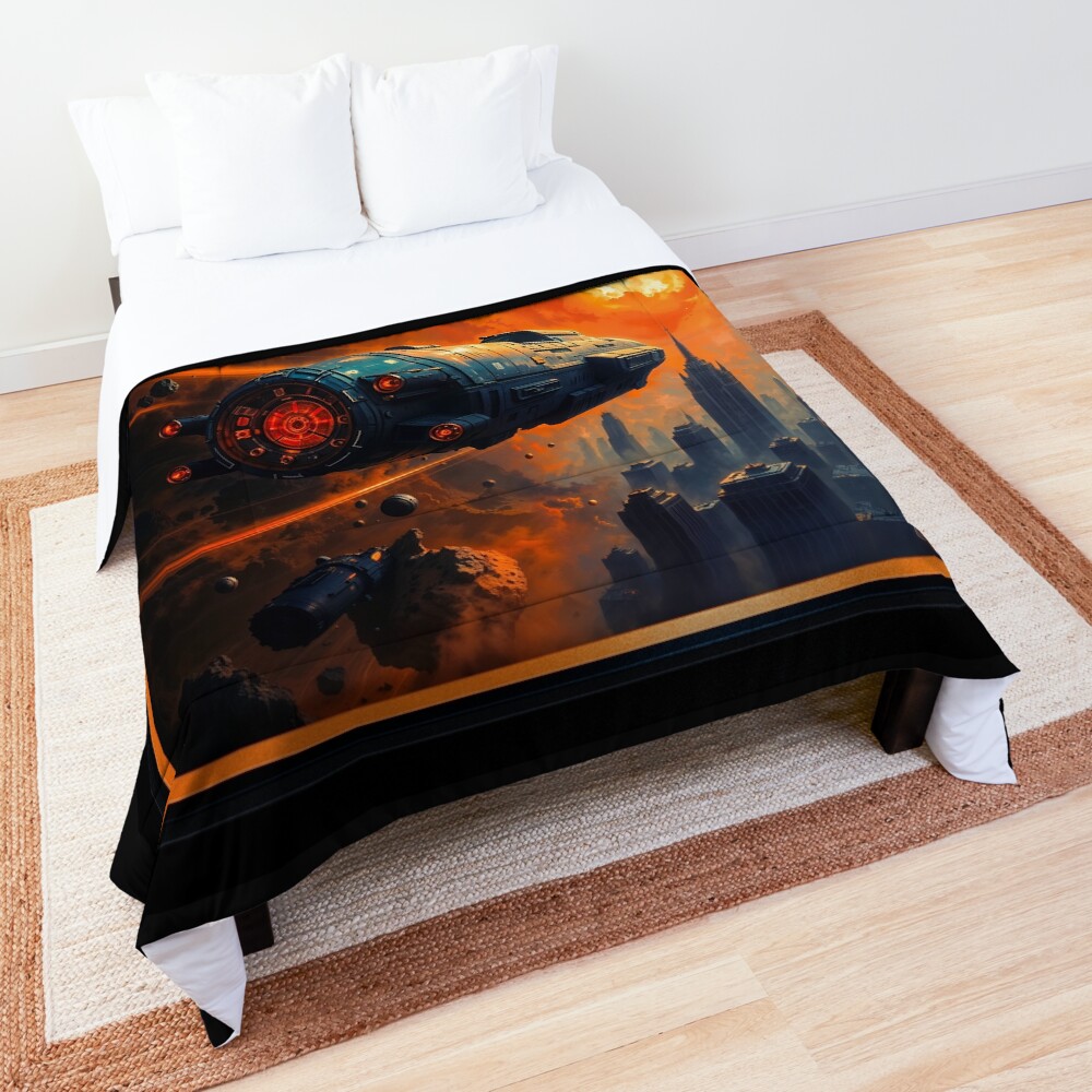 Xzendor7: n kohtuullinen kulkeva ulottuvuustila törmäävät AI -konseptitaiteeseen | Kaaoksen kauhu 3 The Corvelous Traversing Dimensional Space As Universes Collide Mesmerizing AI Concept Art by Xzendor7 Decorative Art Print Comforter