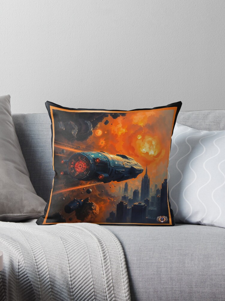Xzendor7: n kohtuullinen kulkeva ulottuvuustila törmäävät AI -konseptitaiteeseen | Kaaoksen kauhu 4 The Corvelous Traversing Dimensional Space As Universes Collide Mesmerizing AI Concept Art by Xzendor7 Decorative Art Print Throw Pillow