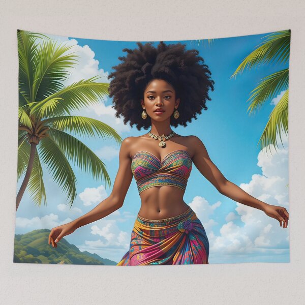 Item preview, Mauritian Sega Dancer – Young Afro Female in Traditional Attire designed and sold by RvinJo8.
