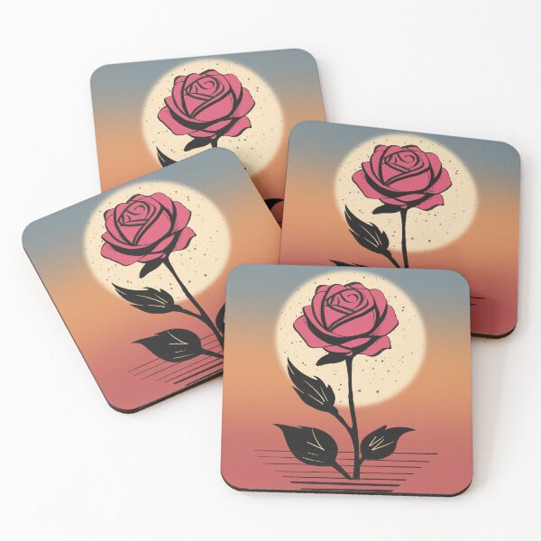 Item preview, Single pink rose against a sunset background designed and sold by SimoesArtistry.