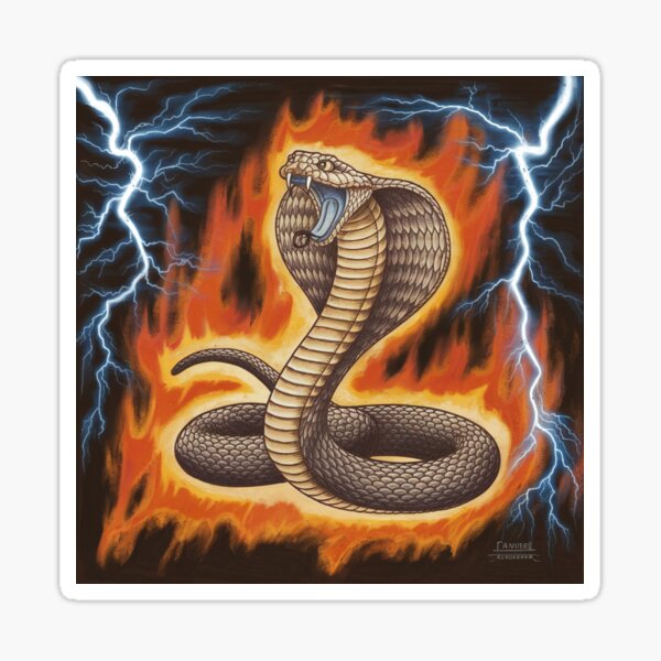 Item preview,  Cobra against a backdrop of fire and lightning. designed and sold by Lilashakti ⭐️ ⭐️ ⭐️ ⭐️ ⭐️.