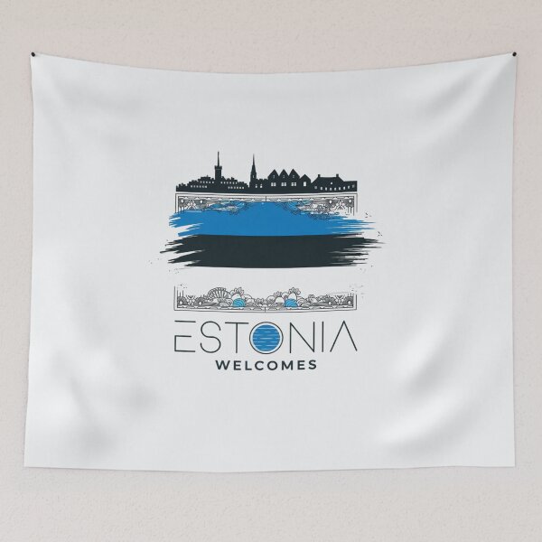 Item preview, Estonia Welcomes Flag Map Tallinn, Old Town designed and sold by AnimalsDH305.