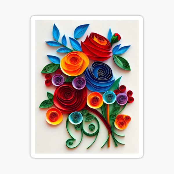 Item preview, Paper Quilling Flowers Bouquet designed and sold by Zanoozi Art Prints.