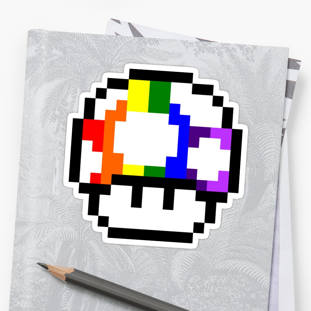 "Mushroom Rainbow Pixel Art" Sticker by Crampsy | Redbubble