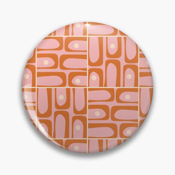 Item preview, Mid Century Modern Piquet Multi Geometric Tiled Pattern Blush Pink Orange Cream designed and sold by kierkegaard.