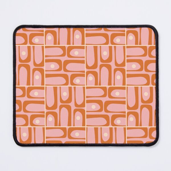 Item preview, Mid Century Modern Piquet Multi Geometric Tiled Pattern Blush Pink Orange Cream designed and sold by kierkegaard.