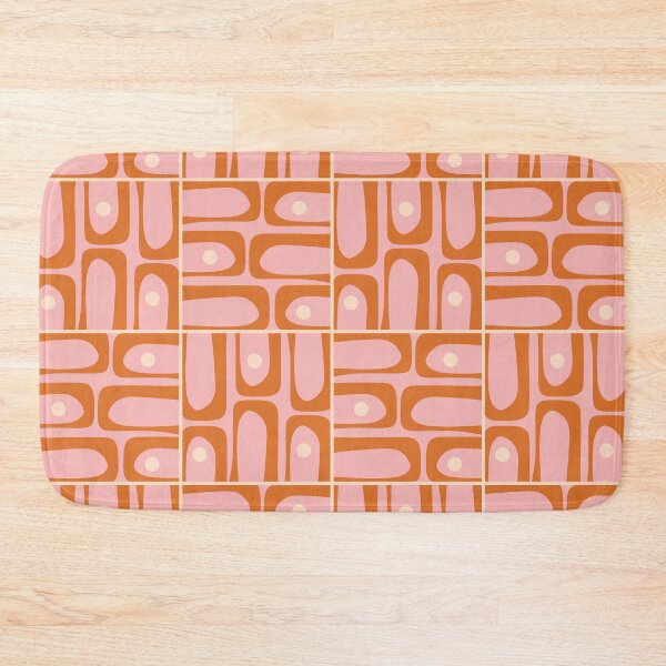 Item preview, Mid Century Modern Piquet Multi Geometric Tiled Pattern Blush Pink Orange Cream designed and sold by kierkegaard.