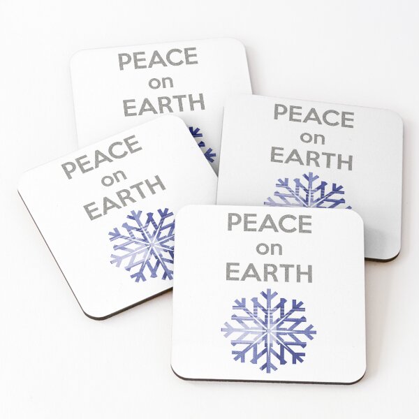 Item preview, Peace On Earth Winter Holiday Christmas Silver Glitter Blue Flannel Plaid Snow Snowflake designed and sold by PaintedRose.