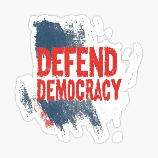 Artikel-Vorschau von Markantes Design im Grunge-Stil „Defend Democracy“, designt und verkauft von Retro Travel Design.