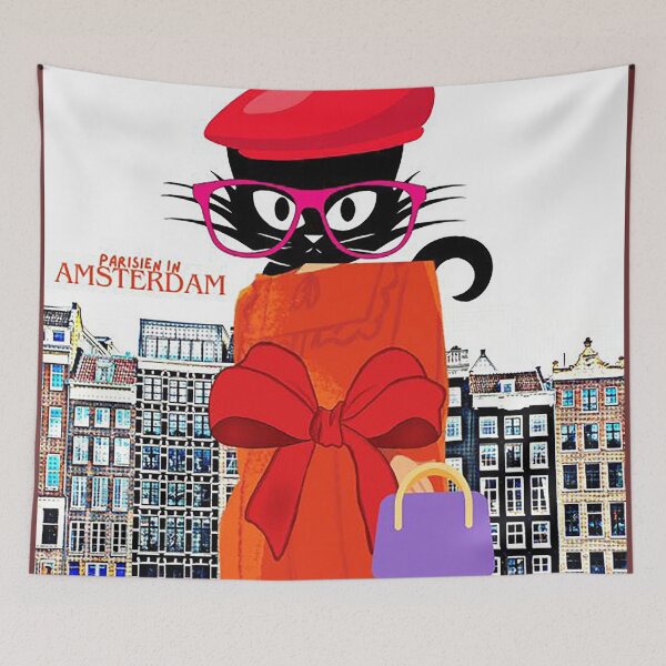Item preview, Parisian chich cat in Amsterdam  designed and sold by wallartofmio.