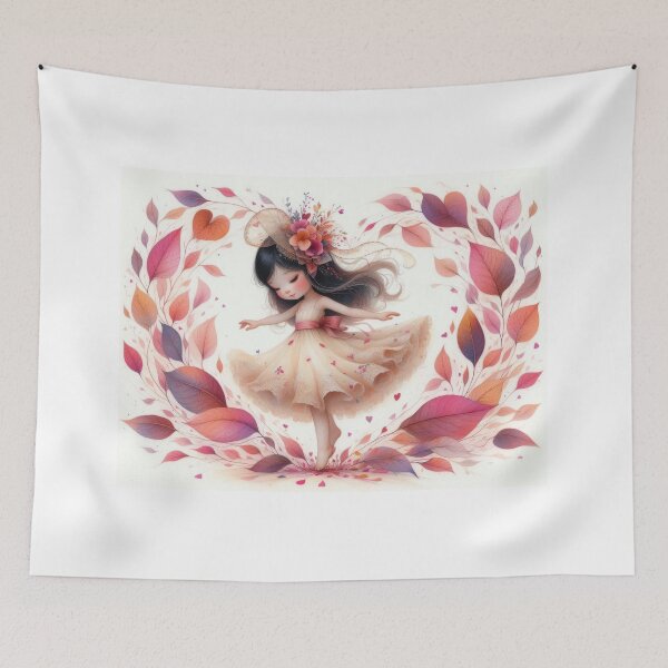 Item preview, Graceful Girl Dancing with Autumn Leaves designed and sold by ideandesign.