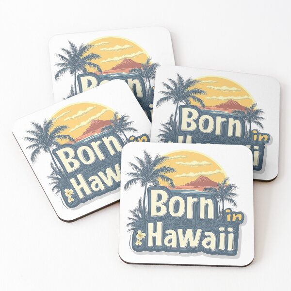 Item preview, Born in Hawaii Palm Trees and Kilauea Volcano designed and sold by OriginalBeerCat.