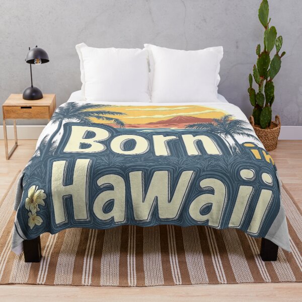 Item preview, Born in Hawaii Palm Trees and Kilauea Volcano designed and sold by OriginalBeerCat.