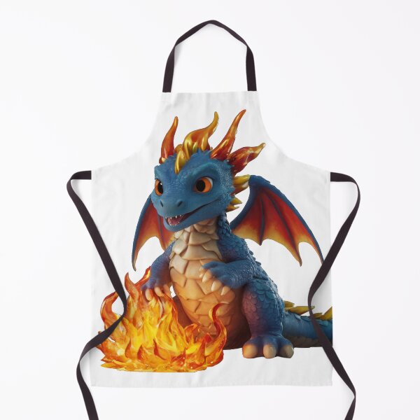 Item preview, Realistic Artwork of a Cute Blue Baby Dragon with Campfire designed and sold by CuteopiaGallery.