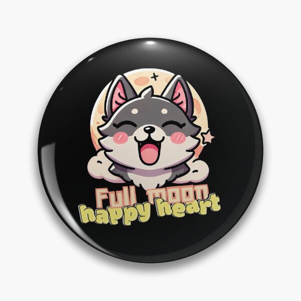 Item preview, full moon happy heart, smiling kawaii wolf  designed and sold by LWOI.