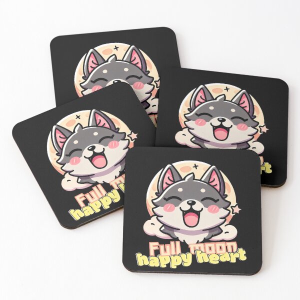 Item preview, full moon happy heart, smiling kawaii wolf  designed and sold by LWOI.