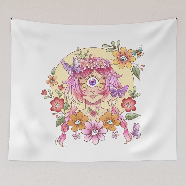 Item preview, Cyclops Girl with Butterfly Eye Flowers designed and sold by FizzyVee.