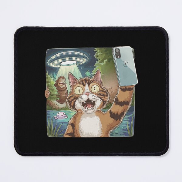 Item preview, Selfie with the Strange: Cat, Bigfoot, UFO & Axolotl designed and sold by Mateusz Majcherek.