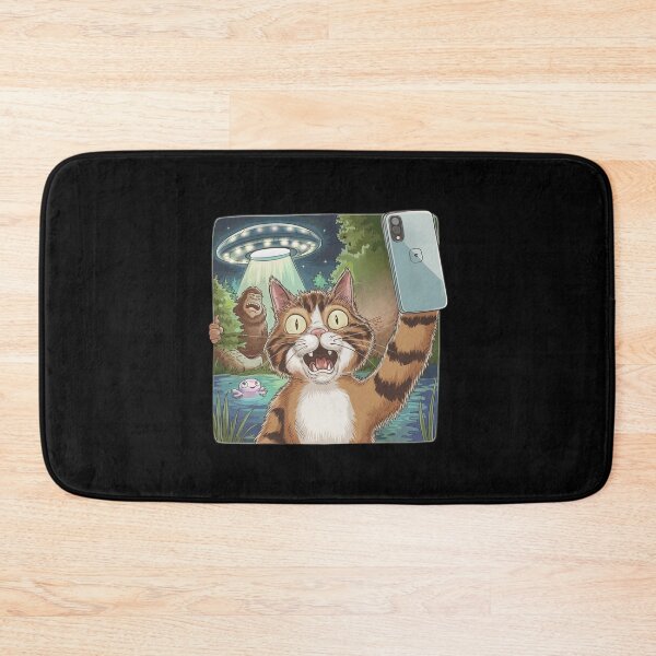 Item preview, Selfie with the Strange: Cat, Bigfoot, UFO & Axolotl designed and sold by Mateusz Majcherek.