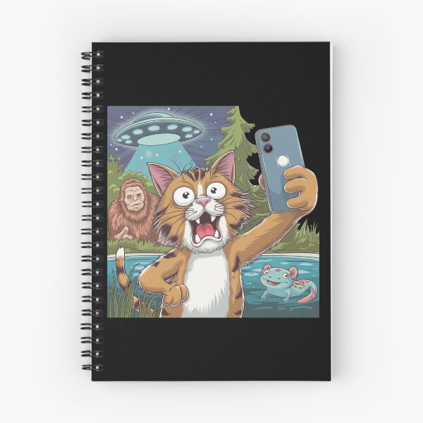 Item preview, Selfie with the Strange: Cat, Bigfoot, UFO & Axolotl designed and sold by Mateusz Majcherek.