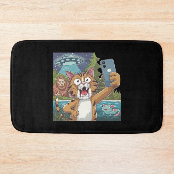 Item preview, Selfie with the Strange: Cat, Bigfoot, UFO & Axolotl designed and sold by Mateusz Majcherek.