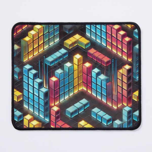 Item preview, Tetris-Inspired Pattern with Vibrant Blocks designed and sold by KittyKatto.