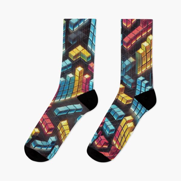 Item preview, Tetris-Inspired Pattern with Vibrant Blocks designed and sold by KittyKatto.