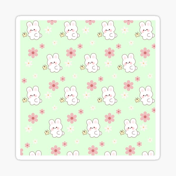 Item preview, Cute rabbit with butterfly in green pastel designed and sold by HoneyBlizz.